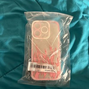 Pink Fire Flames Clear Case